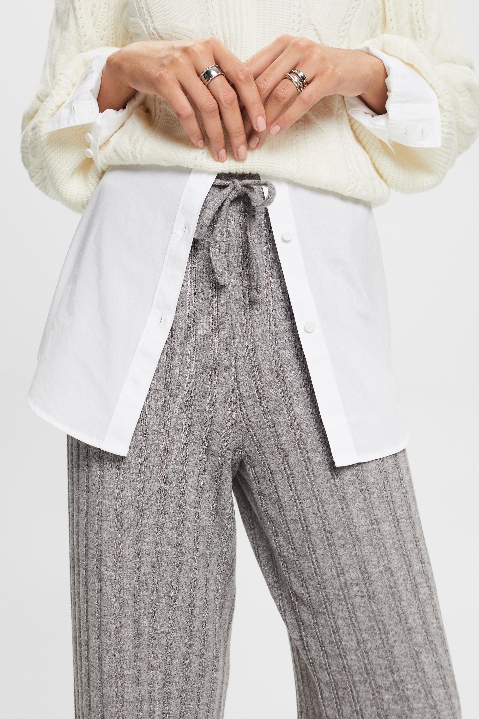 ESPRIT - Brushed Rib-Knit Pants at our online shop