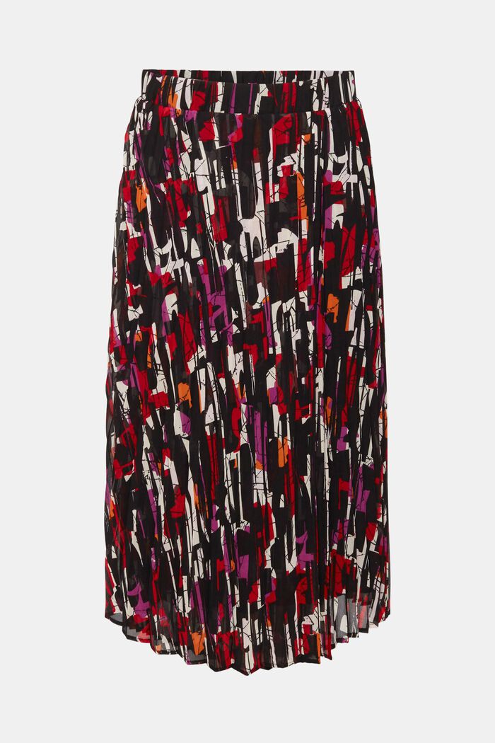 Pleated, patterned midi skirt, BLACK, detail image number 2